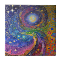Rainbow Colorful Night Star Swirls Mosaico