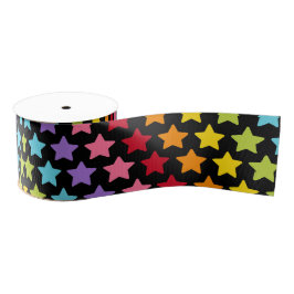 Rainbow Colorful Stars Print Ribbon