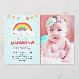Rainbow Convite de aniversário Girl Confetti