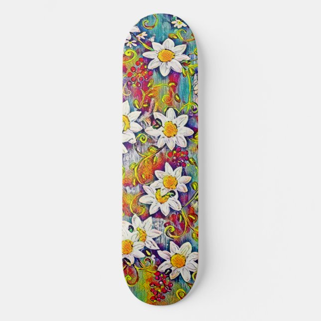 Rainbow Daisy Skateboard (Frente)
