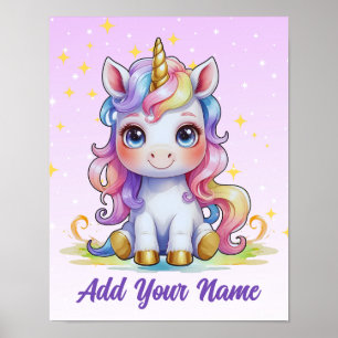 Rainbow Dreams Unicorn - Name Art Impressão
