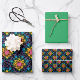 Rainbow Floral Fountain Mandala Art Scallop