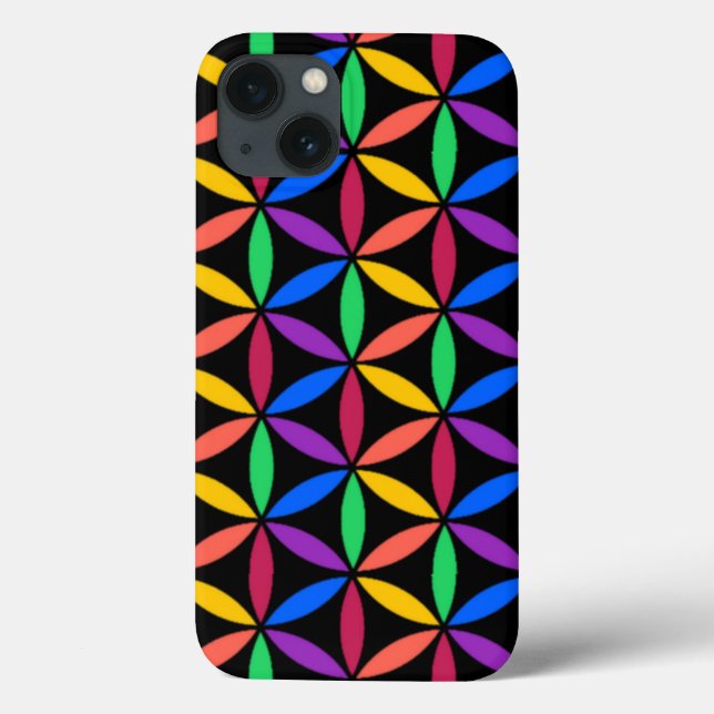 Rainbow Flower of Life Pattern Case-Mate iPhone Ca (Verso)