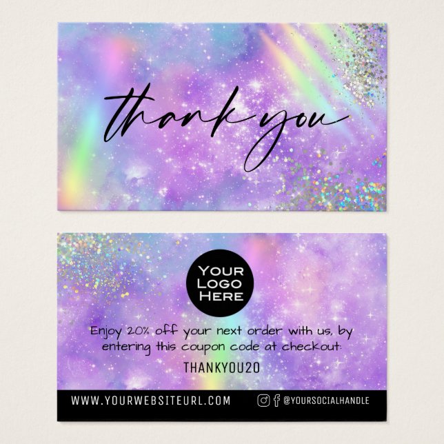 Rainbow Galaxy Obrigado Desconto do Cliente Inseri (Frente & Verso)