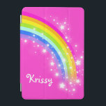 Rainbow, garotas rosa brilhantes, chamadas de capa<br><div class="desc">Perfeito para proteger a tela do ipad de suas filhas. Adicione seu nome a este caso ipad. Atualmente,  lê Krissy. Esta caixa gráfica original do arco-íris foi projetada por Sarah Trett.</div>