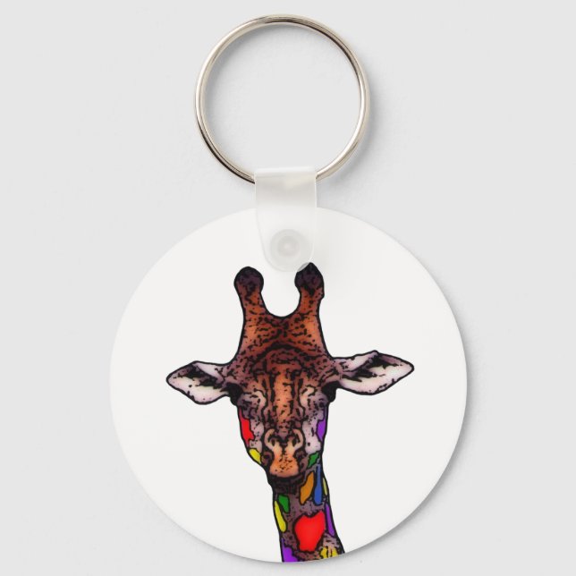 Rainbow Giraffe Chaveiro (Frente)