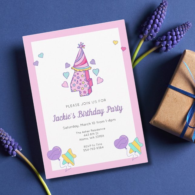 Rainbow Heart Girls 4th Aniversário Convite de fes (Criador carregado)