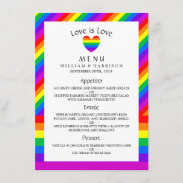 Rainbow Heart Love is Love Wedding Menu