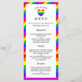Rainbow Heart Love is Love Wedding Menu