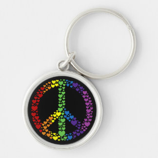 Rainbow Heart Peace Sign Chaveiro