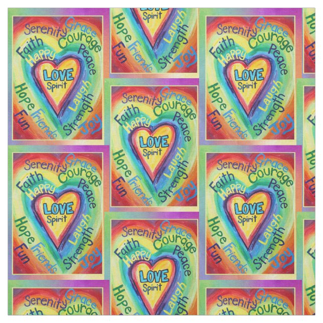 Rainbow Heart Spirit Words Tecido Art Material (Modelo)