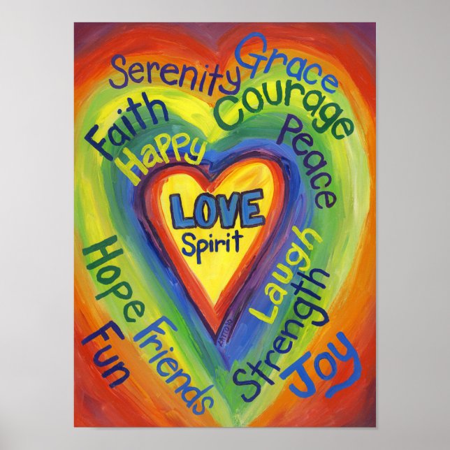 Rainbow Heart Words Art Poster (Frente)
