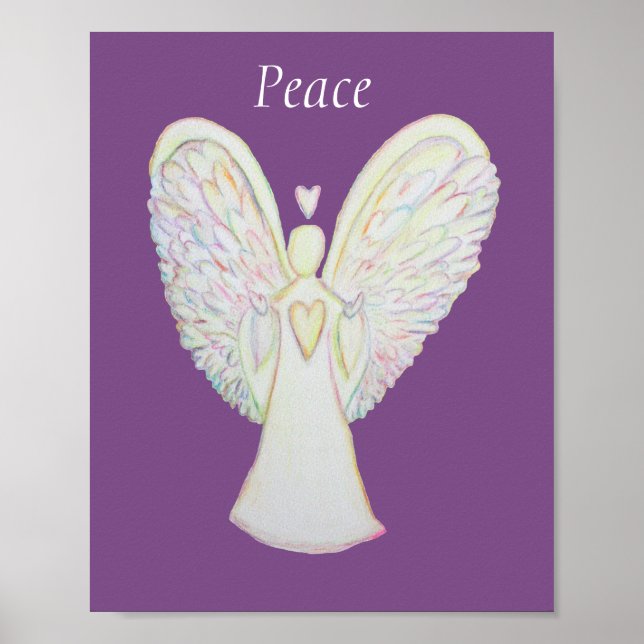 Rainbow Hearts Angel Peace Art Poster (Frente)