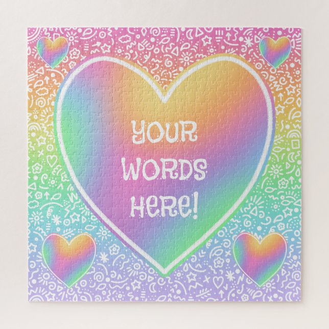 Rainbow Hearts Doodles Quebra-cabeça (Vertical)