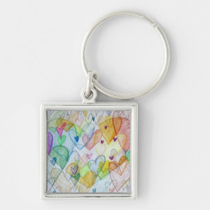 Rainbow Hearts Pental Art Chaveiro Charm