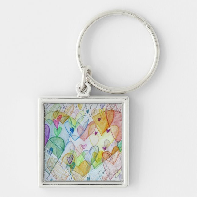 Rainbow Hearts Pental Art Chaveiro Charm (Frente)