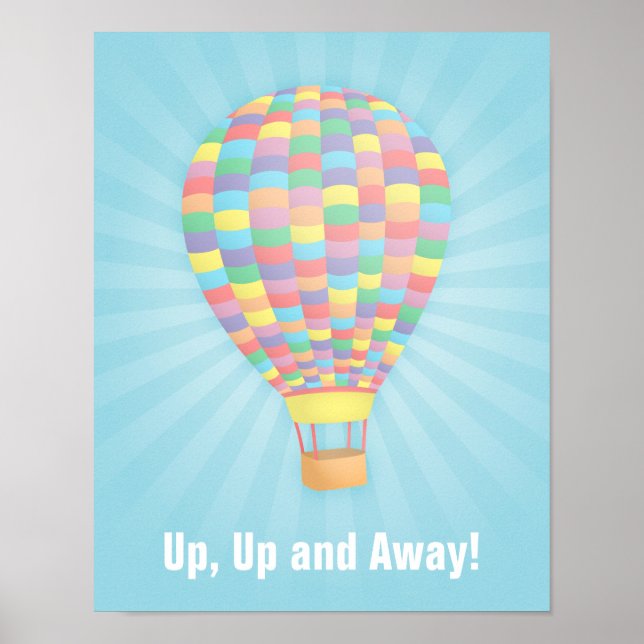 Rainbow Hot Air Balloon Wall Decor Poster (Frente)