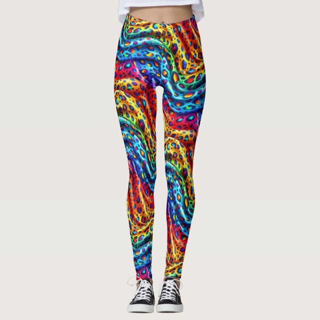 Rainbow Leopard Print Leggings | Bold Colorful (Frente)