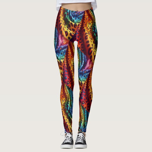 Rainbow Leopard Print Leggings | Psychedelic (Frente)