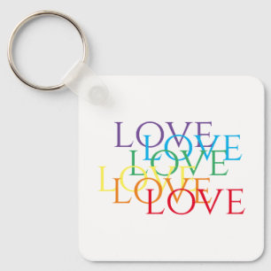RAINBOW LOVE Aluminium Square Chaveiro