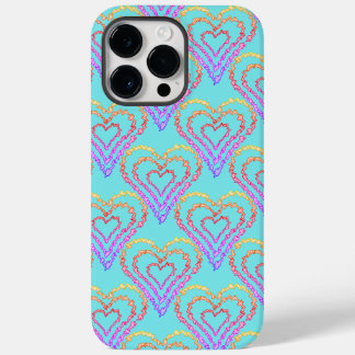Rainbow Love Heart Pattern Over Light Teal