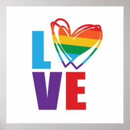 Rainbow Love Heart Square Poster