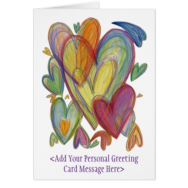 Rainbow Love Hearts Art Saudação Cartões (Frente)