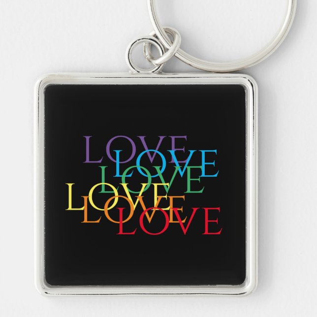 RAINBOW LOVE II Chaveiro Premium Square (Frente)
