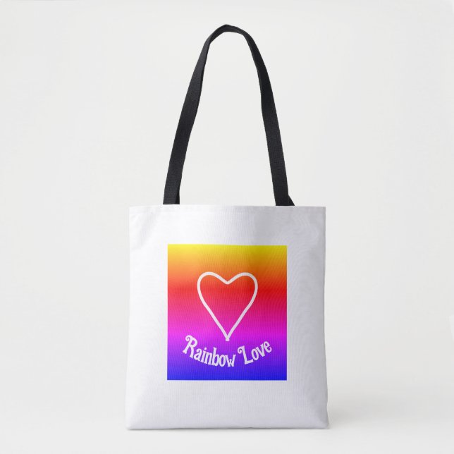 Rainbow Love Tote Bag Colorida (Frente)