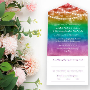 Rainbow Ombre String Luzes Gay Casamento