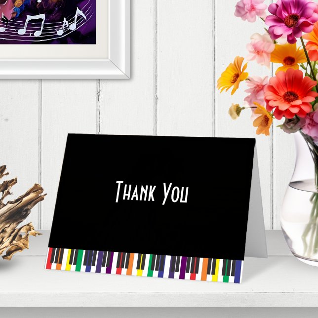 Rainbow Piano Keys | Cartões de agradecimentos (Rainbow Piano Keys Musical Thank You Card)