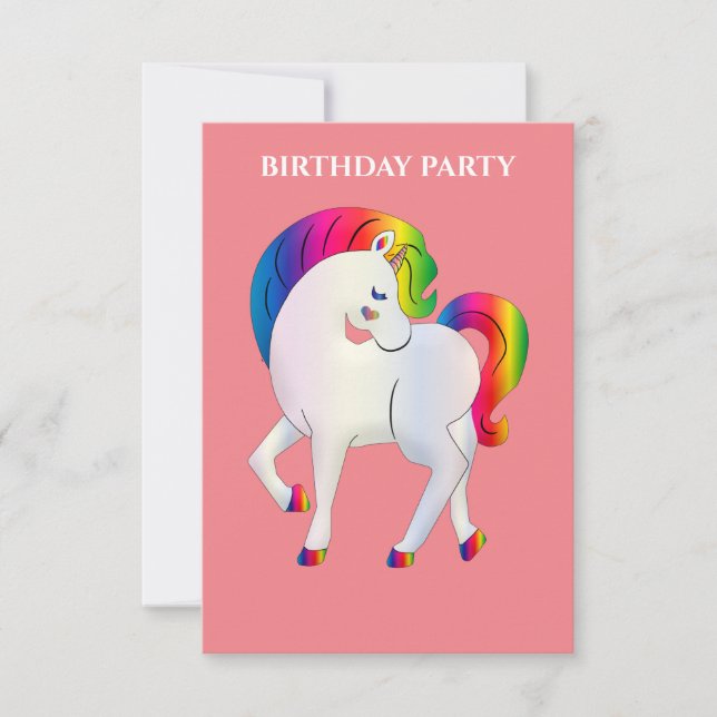 "RAINBOW PONY" CONVITES DE ANIVERSÁRIO PERSONALIZA (Frente)