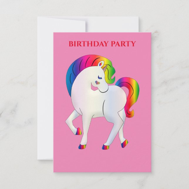 "RAINBOW PONY" CONVITES DE ANIVERSÁRIO PERSONALIZA (Frente)
