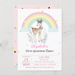 Rainbow Reindeer Magnético Stars Convite de Aniver