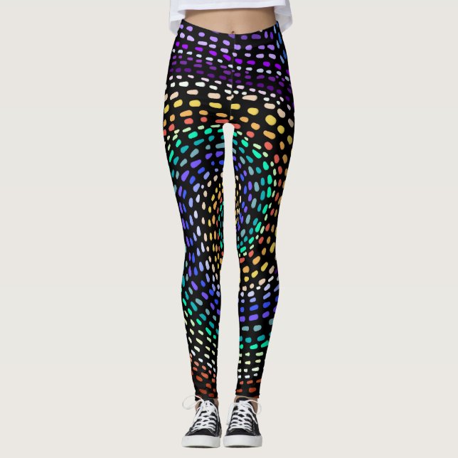 Rainbow Spiral Leggings for Women | Colorful Abstr (Frente)