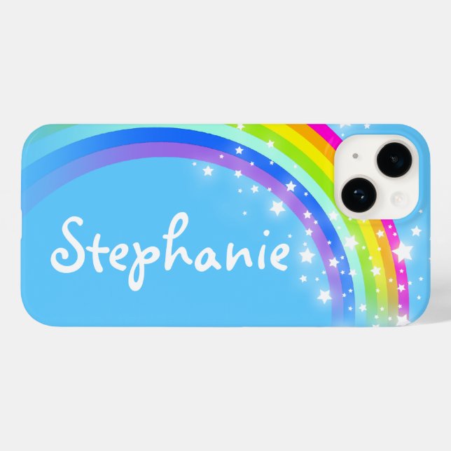 Rainbow starsky nome personalizado azul (Verso (horizontal))