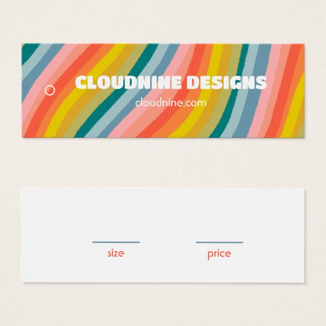 Rainbow Stripe Clothing Size Price Hangtag Card (Frente & Verso)