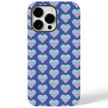 Rainbow Striped Heart Pattern Pastel Blue