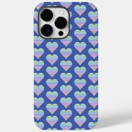 Rainbow Striped Heart Pattern Pastel Blue