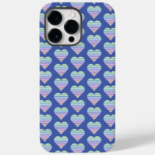 Rainbow Striped Heart Pattern Pastel Blue