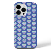 Rainbow Striped Heart Pattern Pastel Blue