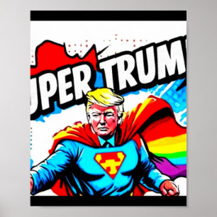 Rainbow Super Trump - Vintage Pop Art Impressão