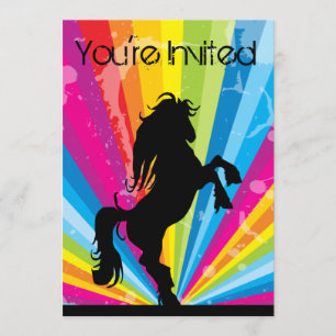 Rainbow Techno Silhouette Horse Convite de Anivers