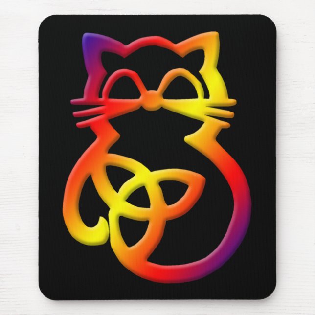 Rainbow Trinity Knot Celtic Cat Mousepad (Frente)
