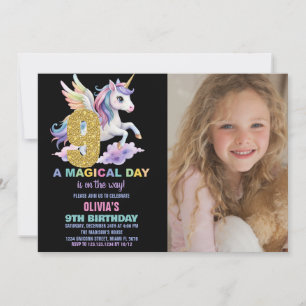Rainbow Unicorn - Convites de Aniversário com foto