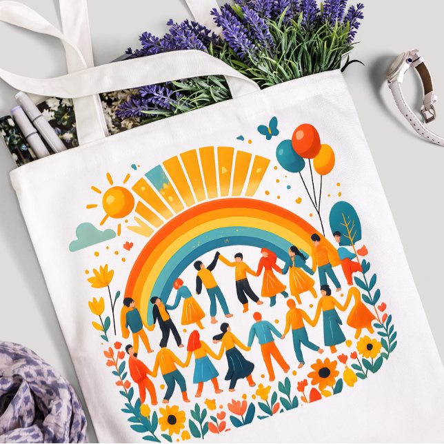Rainbow Unity Kids Celebration Tote Bag (Criador carregado)