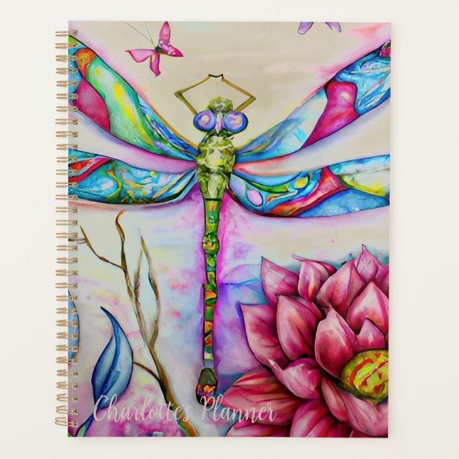 Rainbow Watercolor Dragonfly, Planejador (Frente)