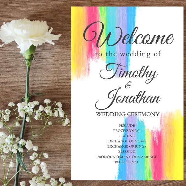 Rainbow Watercolor Elegant Summer Wedship Program (Criador carregado)