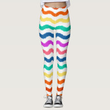 Rainbow Watercolor Onda Leggings Coloridas