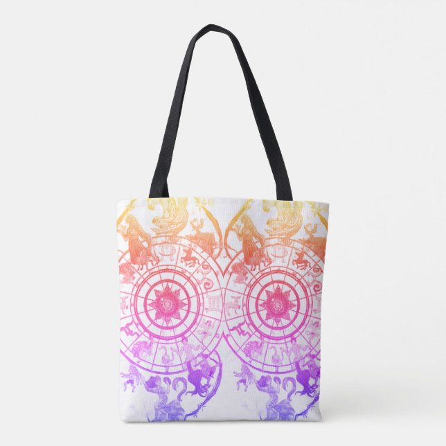 Rainbow Zodiac Astrological Signs  on a Tote Bag (Verso)